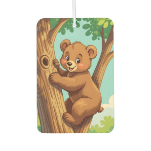 Cute cub bear climbing a tree car air freshener