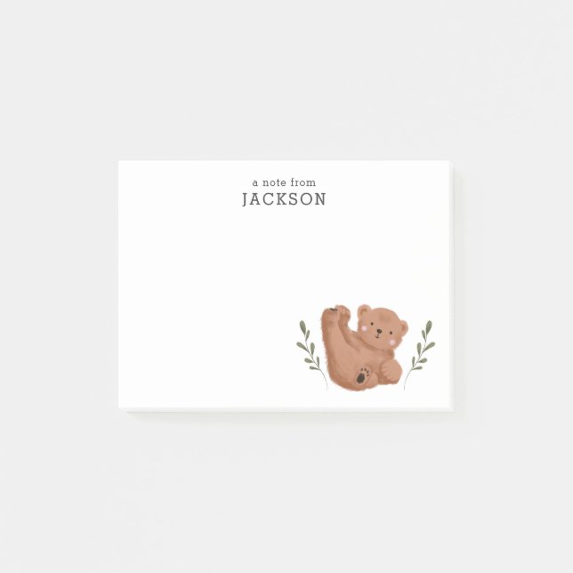 Cute Cub Bear Personalized Post-it Notes (Front)