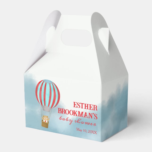 Cute Cub Flying Over the Clouds Baby Shower Favour Box (Front Side)