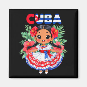 Cute Cuba Cuban Girl Traditional Dress Trocal Flow Magnet