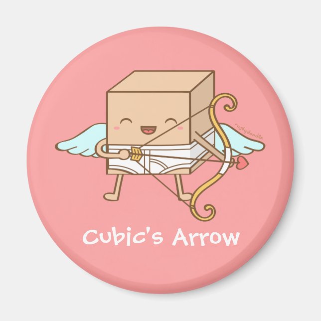 Cute Cubic Cupid Arrow Valentines Day Funny Pun Magnet (Front)