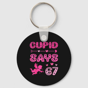 Cute Cud Says 67 Funny Meme Nk Valentine's Day Key Ring