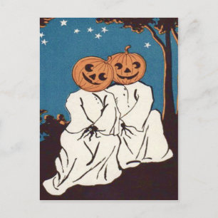 Cute Cuddle Pumpkin Jack O' Lantern Ghost Postcard