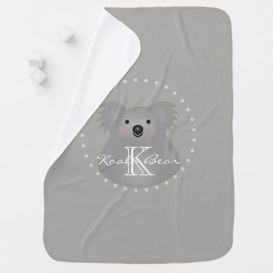 Cute Cuddly Australia Baby Koala Bear Monogram Baby Blanket