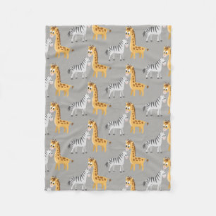 Cute Cuddly Baby Giraffe and Zebra Custom Colour Fleece Blanket