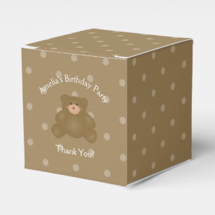 Cute Cuddly Brown Baby Teddy Bear Birthday Party Favour Box