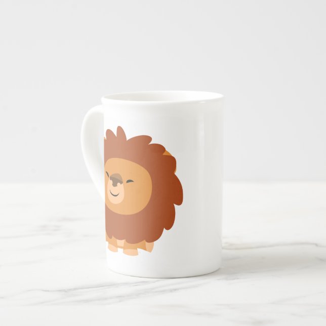 Cute Cuddly Cartoon Lion Bone China Mug (Front Left)