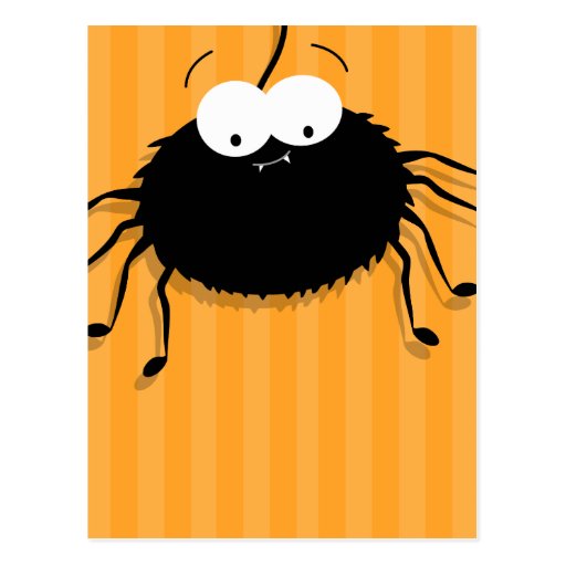 Cute Cuddly Cartoon Spider Halloween Postcards | Zazzle