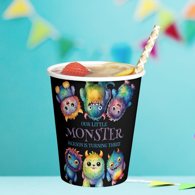 Cute Cuddly Colourful Little Monsters Kids Birthda Paper Cups (Creator Uploaded)