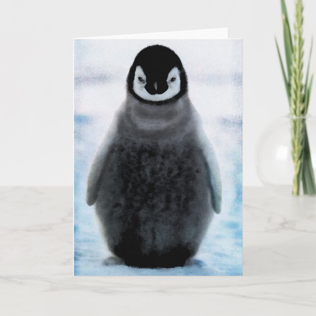 Cute Cuddly Penguin Lover Art Gift Card (Front)