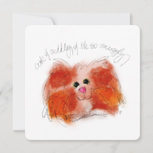 Cute Cuddly & Snuggly Furry Cat Flat Note Card
