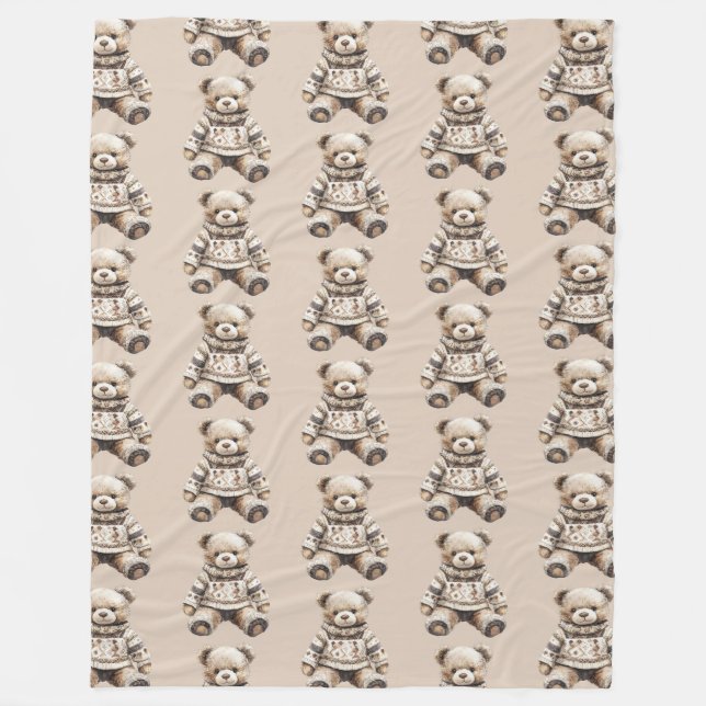 Cute & Cuddly Teddy Bear Fleece Blanket (Front)