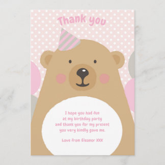 Cute Cuddly Teddy Bear Thank You Note Card