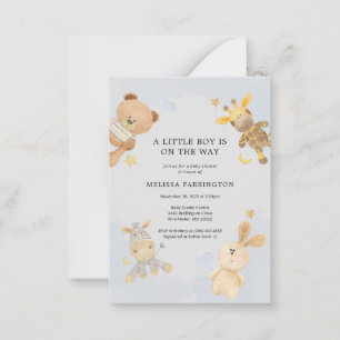 Cute Cuddly Toys Pastel Blue Baby Shower Card