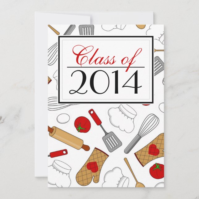 Cute Culinary School Graduation Invite (Front)