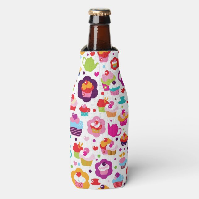 Cute cup cake and tea pot bottle cooler (Bottle Front)
