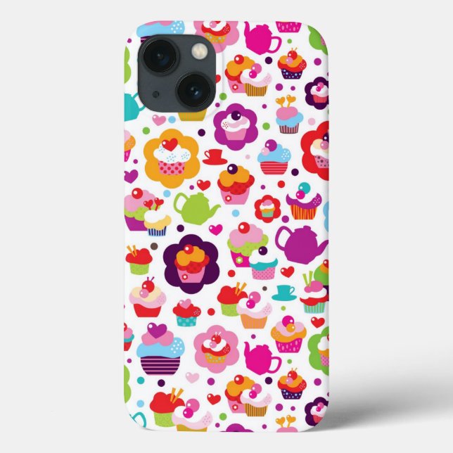 Cute cup cake and tea pot Case-Mate iPhone case (Back)