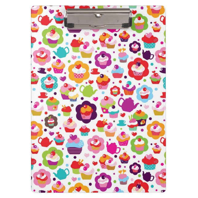 Cute cup cake and tea pot clipboard (Front)