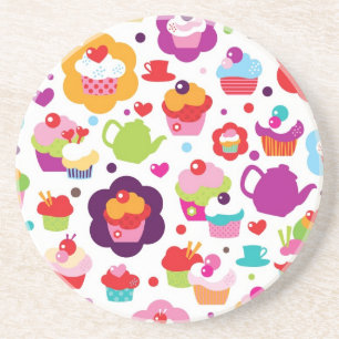 Cute cup cake and tea pot coaster