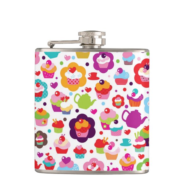 Cute cup cake and tea pot hip flask (Front)