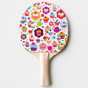 Cute cup cake and tea pot ping pong paddle