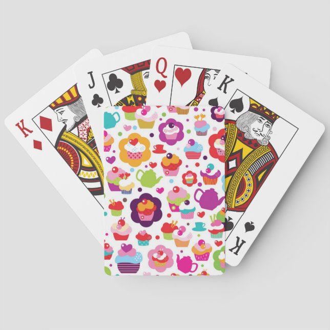 Cute cup cake and tea pot playing cards (Back)