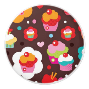 Cute Cup Cake Pattern Ceramic Knob