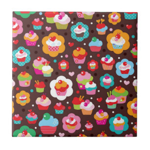 Cute Cup Cake Pattern Ceramic Tile
