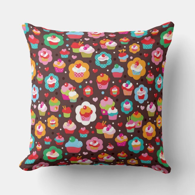 Cute Cup Cake Pattern Cushion (Front)