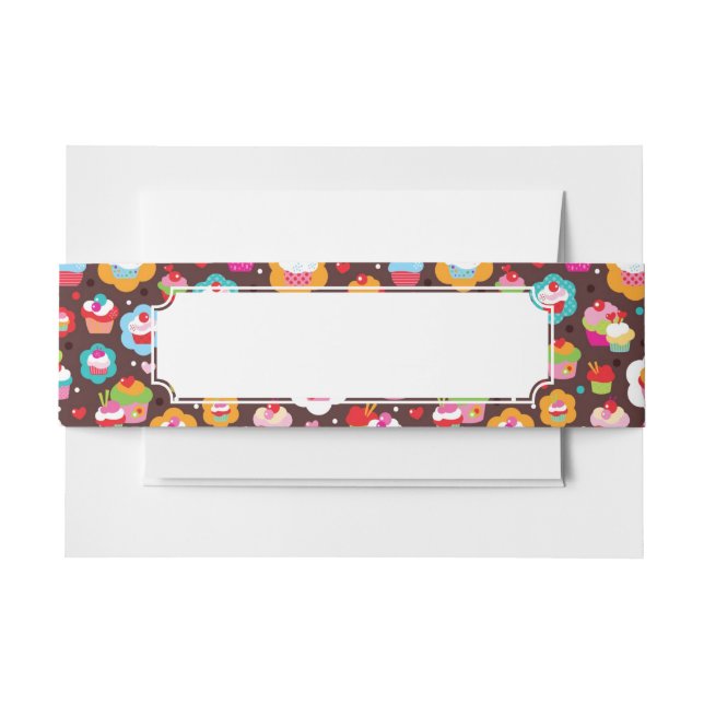Cute Cup Cake Pattern Invitation Belly Band (Front Example)