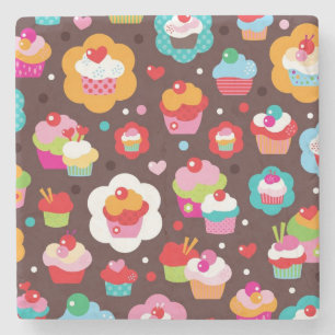 Cute Cup Cake Pattern Stone Coaster