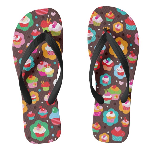 Cute Cup Cake Pattern Thongs (Footbed)