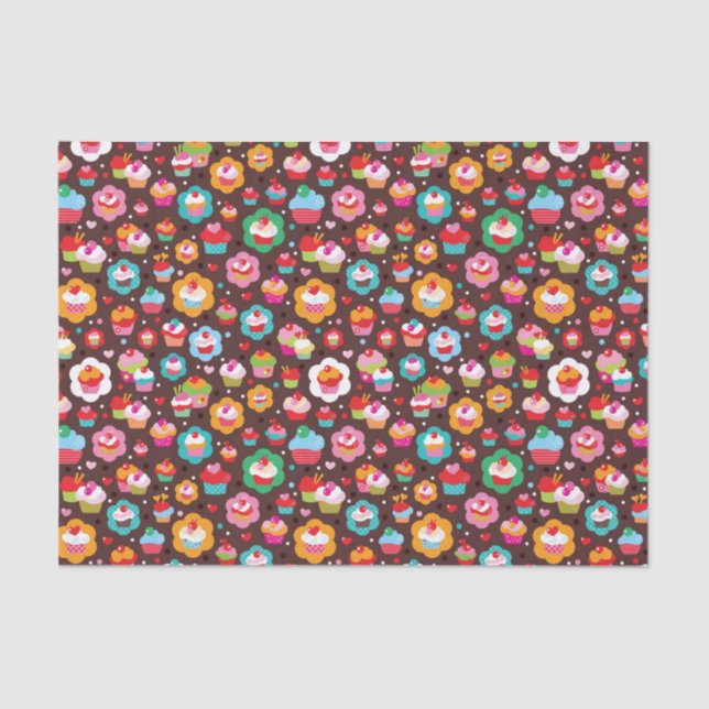 Cute Cup Cake Pattern Tissue Paper (Front)