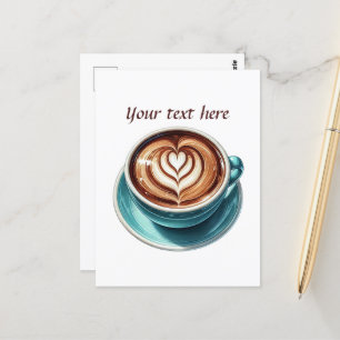 Cute cup coffee add text postcard