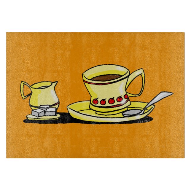 cute cup of coffee cutting board (Front)