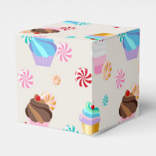 Cute Cupcake and Candy Pattern for Birthday Party Favour Box