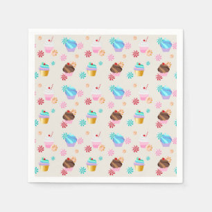 Cute Cupcake and Candy Pattern for Birthday Party Napkin