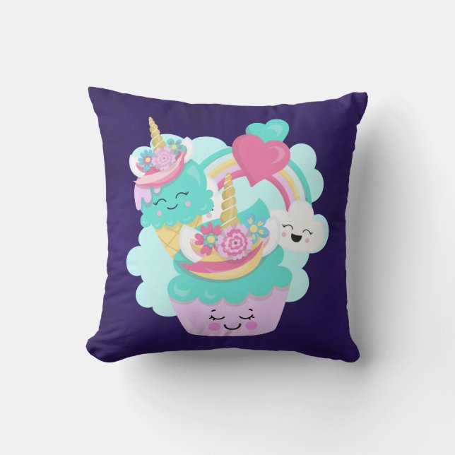 Cute Cupcake and Happy Ice Cream Cushion (Front)