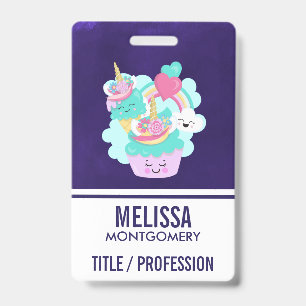 Cute Cupcake and Happy Ice Cream ID Badge