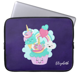 Cute Cupcake and Happy Ice Cream Laptop Sleeve