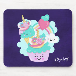 Cute Cupcake and Happy Ice Cream Mouse Pad