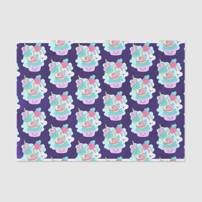 Cute Cupcake and Happy Ice Cream Pattern Tissue Paper (Front)