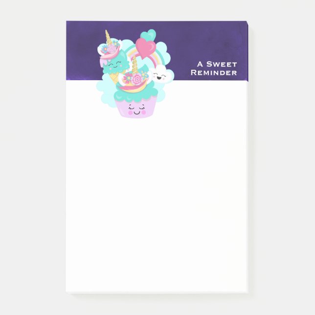 Cute Cupcake and Happy Ice Cream Post-it Notes (Front)