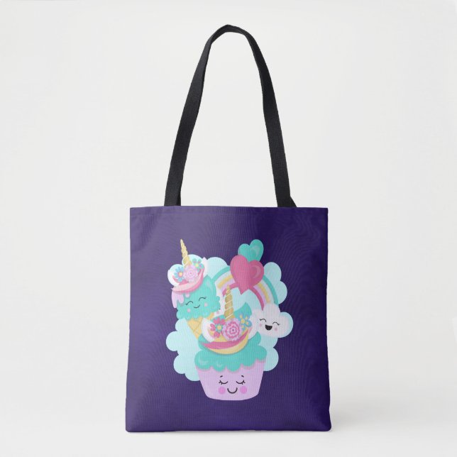 Cute Cupcake and Happy Ice Cream Tote Bag (Front)