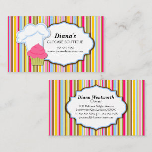 Cute Cupcake & Baker's Hat Business Card