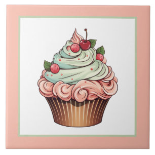 Cute cupcake bakery home business crafting  ceramic tile
