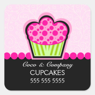 Cute Cupcake Bakery Pink Box Seals