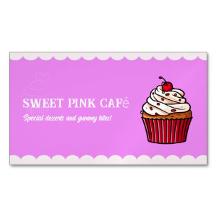 Cute Cupcake Bakery Sweet & Fun Pastry Chef Magnetic Business Card