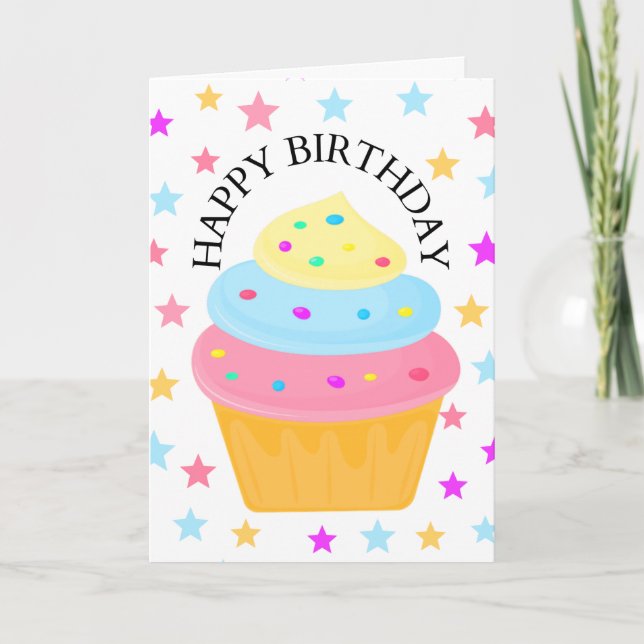 Cute Cupcake Birthday Card (Front)