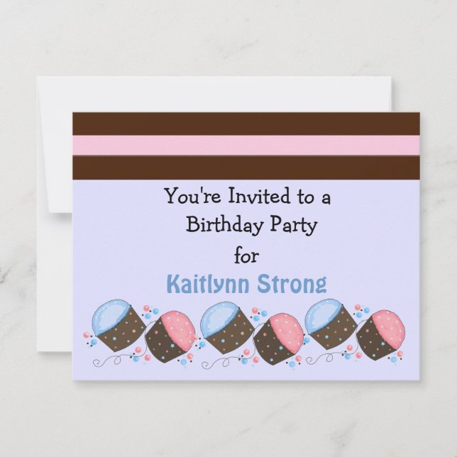 Cute Cupcake Birthday Invitation (Front)